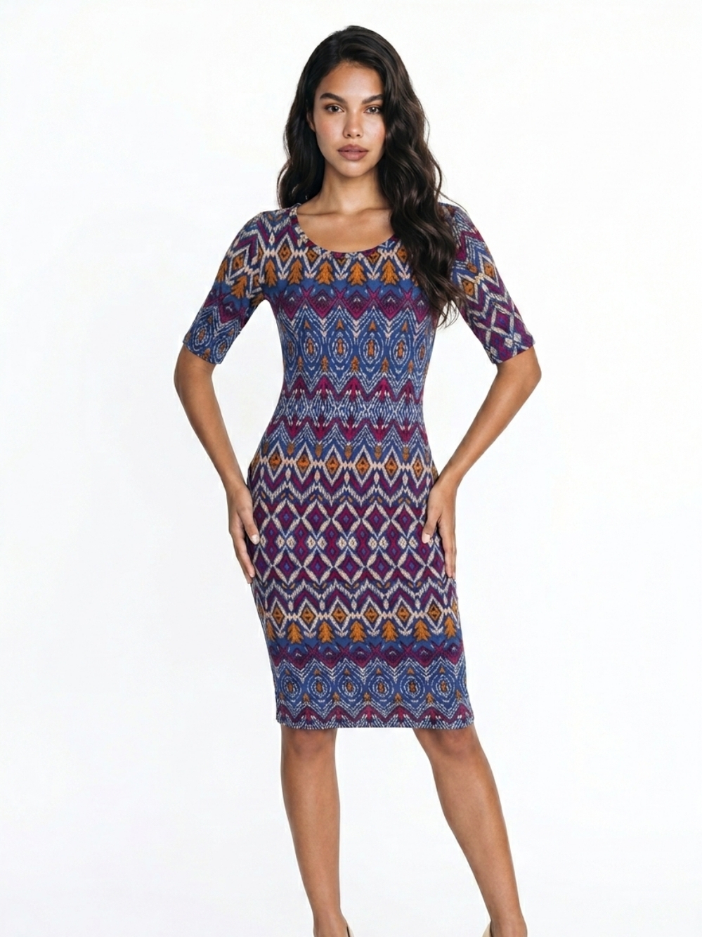 NWT Lu La Roe Julia Pencil  Colorful Geometric Pattern Dress XS